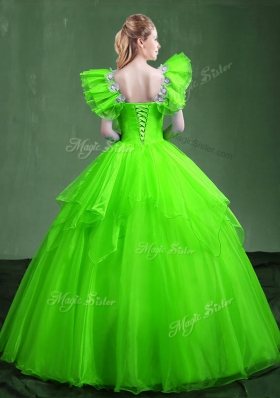 Pretty Sleeveless Appliques and Ruffles Floor Length Vestidos de Quinceanera