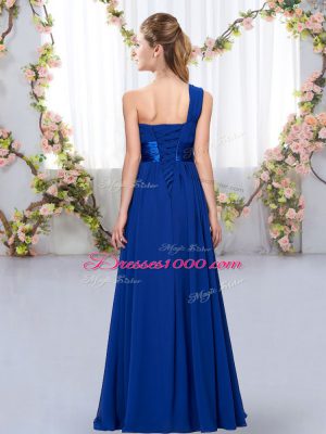 Fuchsia Sleeveless Belt Floor Length Bridesmaid Gown