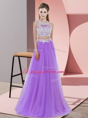 Dramatic Sleeveless Lace Zipper Bridesmaid Dress