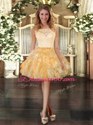 Stunning Lace and Ruffles Quinceanera Dresses Gold Clasp Handle Sleeveless Floor Length