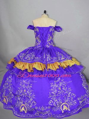 Purple Sleeveless Satin Lace Up Vestidos de Quinceanera for Sweet 16 and Quinceanera