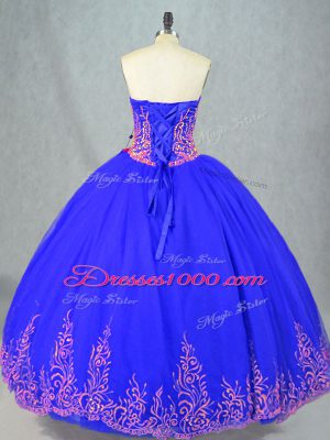 Blue Sweet 16 Quinceanera Dress Sweet 16 and Quinceanera with Beading Sweetheart Sleeveless Lace Up