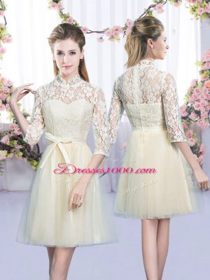 Half Sleeves Bowknot Lace Up Quinceanera Court Dresses