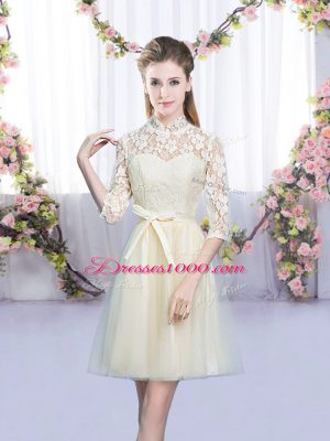 Half Sleeves Bowknot Lace Up Quinceanera Court Dresses