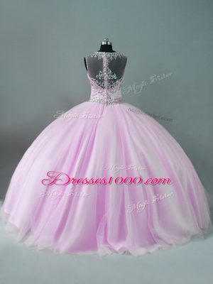 Great Lilac Sleeveless Tulle Zipper Sweet 16 Dress for Sweet 16 and Quinceanera