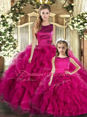 Excellent Sleeveless Ruffles Lace Up 15th Birthday Dress