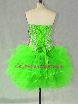 Mini Length Prom Homecoming Dress Organza Sleeveless Beading and Ruffles