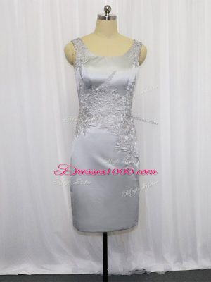 Super Lace and Appliques Prom Party Dress Grey Zipper Sleeveless Mini Length