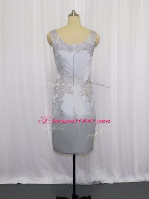 Super Lace and Appliques Prom Party Dress Grey Zipper Sleeveless Mini Length