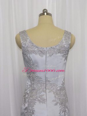 Super Lace and Appliques Prom Party Dress Grey Zipper Sleeveless Mini Length