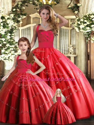 Dramatic Sleeveless Lace Up Floor Length Appliques Sweet 16 Dresses