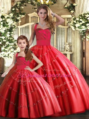 Dramatic Sleeveless Lace Up Floor Length Appliques Sweet 16 Dresses