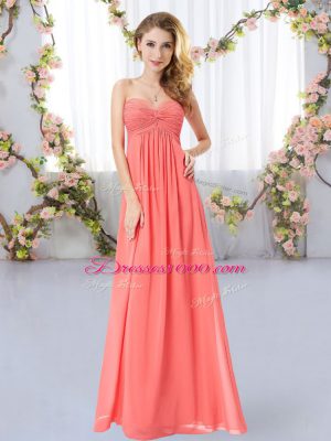 Customized Watermelon Red Sleeveless Chiffon Zipper Dama Dress for Quinceanera for Wedding Party