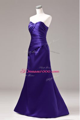 Fashionable Purple Sleeveless Ruching Floor Length Prom Dresses