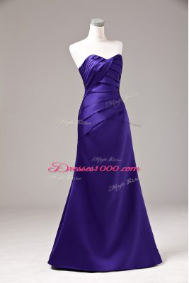 Fashionable Purple Sleeveless Ruching Floor Length Prom Dresses