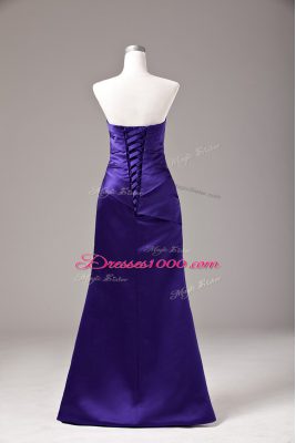 Fashionable Purple Sleeveless Ruching Floor Length Prom Dresses