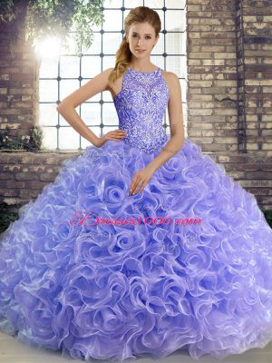 Lavender Quinceanera Dress Military Ball and Sweet 16 and Quinceanera with Beading Scoop Sleeveless Lace Up