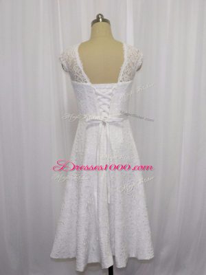 Wonderful Sleeveless Lace and Belt Lace Up Wedding Gowns