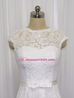 Wonderful Sleeveless Lace and Belt Lace Up Wedding Gowns