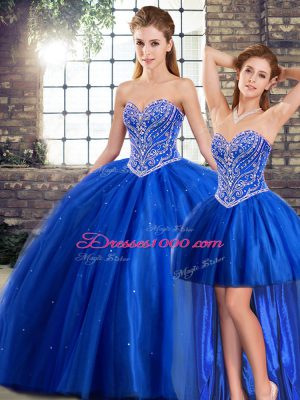 Cheap Blue Sweetheart Neckline Beading Quinceanera Dresses Sleeveless Lace Up