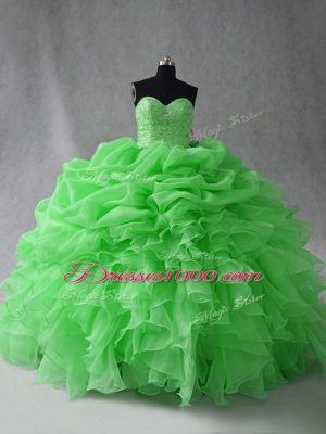 Sweet 16 Dress Sweet 16 and Quinceanera with Beading and Ruffles and Pick Ups Sweetheart Sleeveless Lace Up