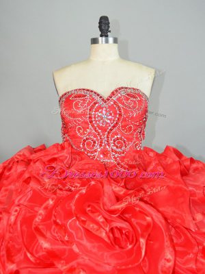 Sleeveless Brush Train Lace Up Beading and Ruffles Sweet 16 Dress