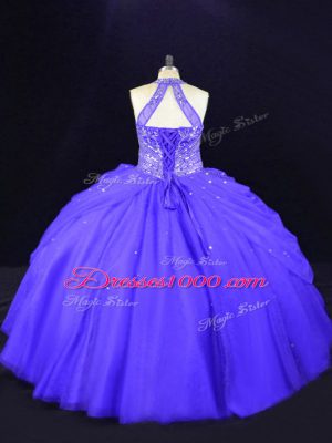 High End Purple Sleeveless Beading Floor Length Sweet 16 Quinceanera Dress