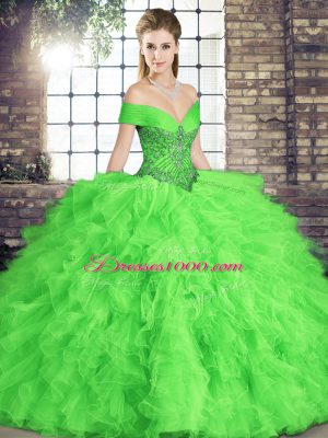 Beauteous Sleeveless Tulle Lace Up Quinceanera Gown for Military Ball and Sweet 16 and Quinceanera