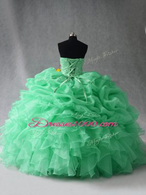 Sleeveless Lace Up Floor Length Beading and Ruffles and Pick Ups Quinceanera Gowns