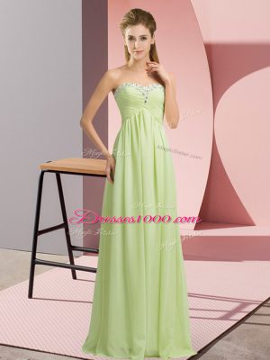 Ideal Floor Length Yellow Green Prom Dresses Sweetheart Sleeveless Lace Up