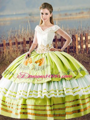 Sumptuous Sleeveless Lace Up Floor Length Embroidery and Ruffled Layers Vestidos de Quinceanera