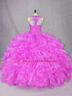 Sleeveless Beading and Ruffles Zipper Sweet 16 Dresses