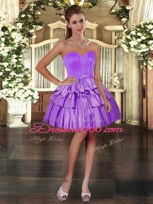 Perfect Purple Sleeveless Taffeta Lace Up Homecoming Dress Online for Prom and Party