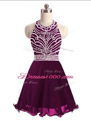 Best Chiffon Sleeveless Mini Length Evening Dress and Beading