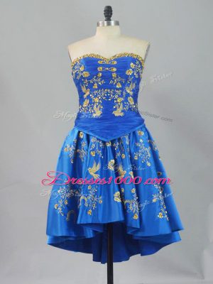Free and Easy Sweetheart Sleeveless Lace Up Evening Dress Blue