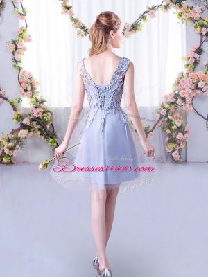 Vintage Scoop Sleeveless Tulle Damas Dress Lace Lace Up