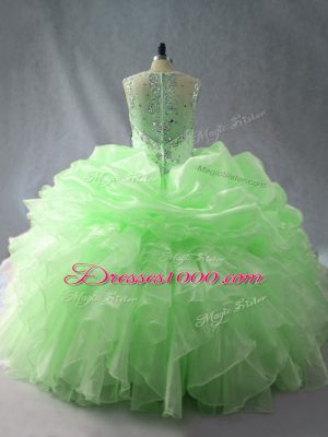 Enchanting Beading and Ruffles and Pick Ups Quince Ball Gowns Zipper Sleeveless Floor Length