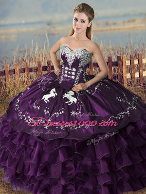 Custom Made Floor Length Purple Quinceanera Dresses Sweetheart Sleeveless Lace Up