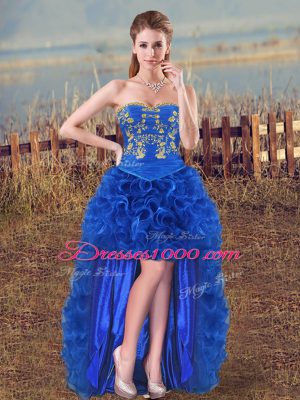 Royal Blue Sleeveless Organza Lace Up Cocktail Dress for Prom and Party