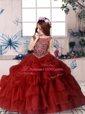 Sleeveless Beading and Pick Ups Lace Up Child Pageant Dress