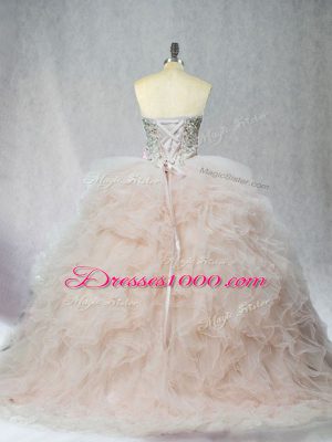 Eye-catching Ball Gowns Sleeveless Champagne Sweet 16 Dresses Lace Up