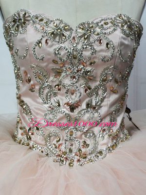 Eye-catching Ball Gowns Sleeveless Champagne Sweet 16 Dresses Lace Up