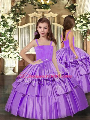 Cheap Lilac Sleeveless Taffeta Lace Up Quinceanera Gowns for Sweet 16 and Quinceanera