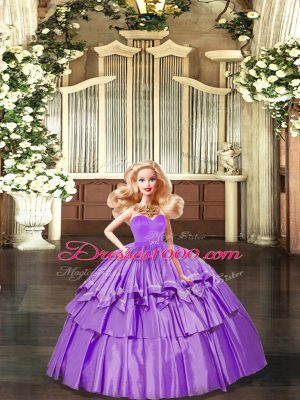 Cheap Lilac Sleeveless Taffeta Lace Up Quinceanera Gowns for Sweet 16 and Quinceanera