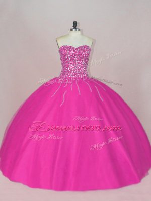 Super Asymmetrical Ball Gowns Sleeveless Fuchsia Ball Gown Prom Dress Lace Up