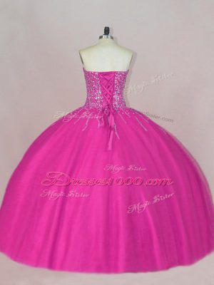 Super Asymmetrical Ball Gowns Sleeveless Fuchsia Ball Gown Prom Dress Lace Up