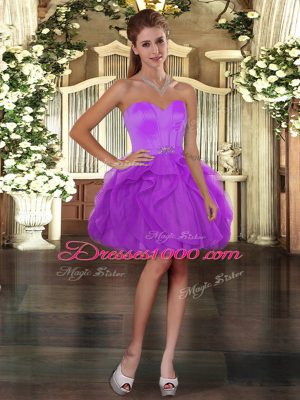 Fancy Lilac Sweet 16 Dress Sweet 16 and Quinceanera with Beading and Ruffles Sweetheart Sleeveless Lace Up