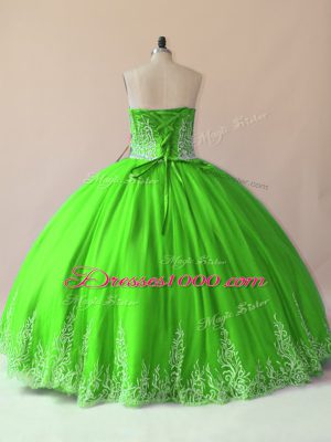 Great Floor Length 15th Birthday Dress Tulle Sleeveless Embroidery