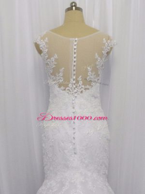 Clasp Handle Bridal Gown White for Wedding Party with Lace Brush Train