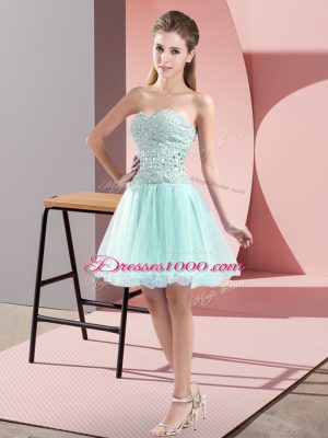 Classical Apple Green Prom Gown Prom and Party with Beading Sweetheart Sleeveless Zipper
